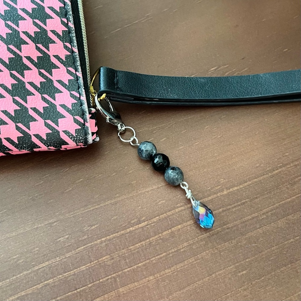New Crystal Labradorite Gemstone Handbag Purse Charm Zipper Pull